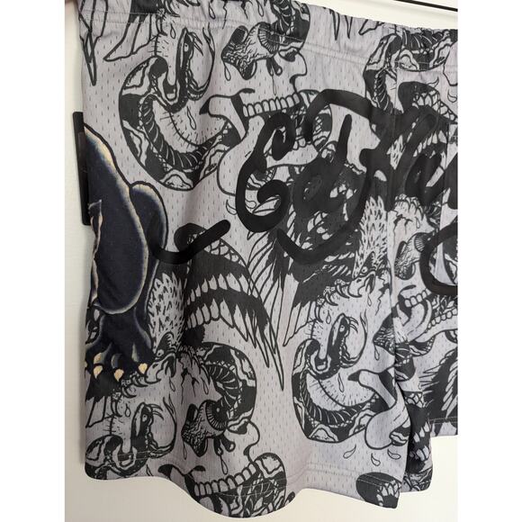 NWT Ed Hardy Men's Mesh Panther Skull Tattoo Shorts - Picture 8 of 11